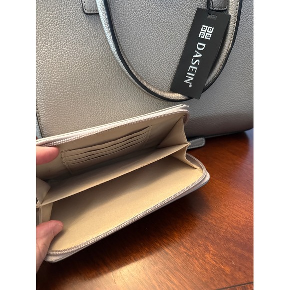 DASEIN Gray Satchel Handbag with Matching Wallet Crossbody Strap. Minimalist Y2K - Picture 6 of 6